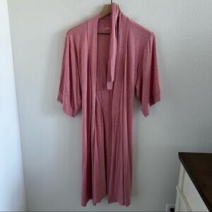 Papinella Heather Pink Attached Tie Soft Lightweight Stretchy Loungewear Robe XS